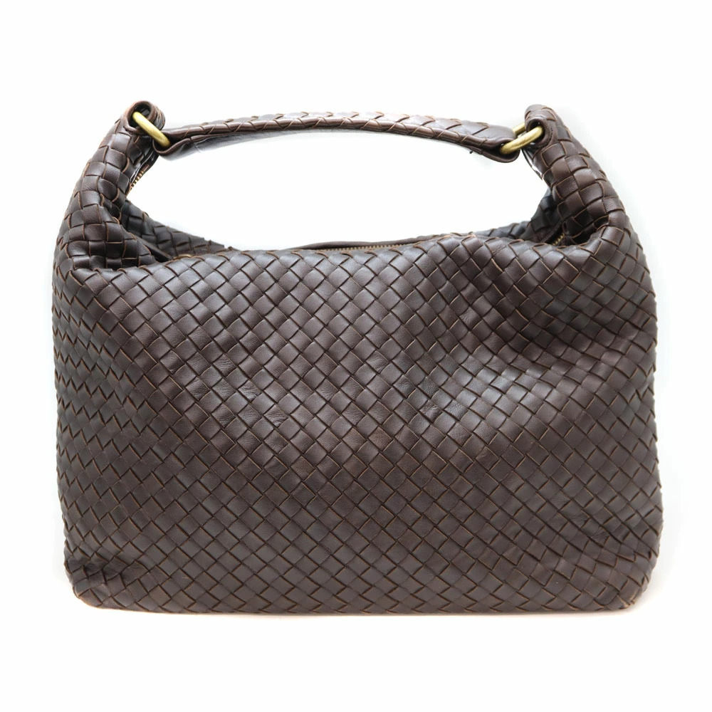 BOTTEGA VENETA One Shoulder Hobo Bag Leather Brown
